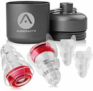 Audiomate High-Fidelity Earplugs with Metal Keychain Carry Case and 2 Interchang