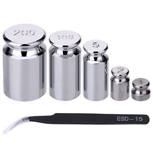 TOODOO 1g 2g 5g 10g 20g Gram Set for Digital Scale Balance and 1 Piece Calibrati