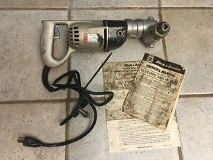 Vintage HD Black &amp; Decker 1/2” Reversible Right Angle Corded Power Drill USA