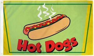 HOT DOGS Flag Restaurant Advertising Banner Food Stand Pennant Dog Tent Sign 3x5