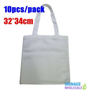 10pcs/pack Premium Blank Sublimation Canvas Shopping Bags Tote Bags