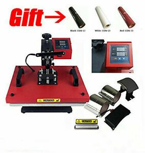110V 6in1 Multi-function Heat Press Machine Plate Mug Transfer Cap Transfer