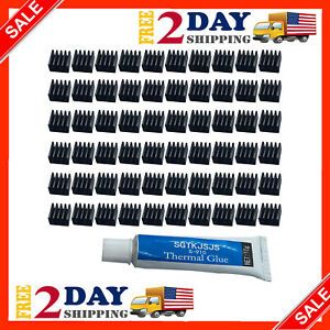 60pcs Mini Heatsink Kit, Cooler Heat Sink for Cooling VRM Stepper Driver MOSFET