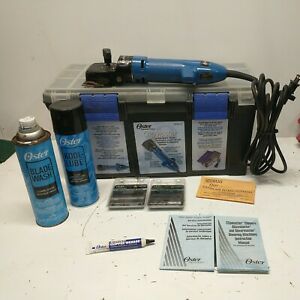 OSTER CLIPMASTER LIVESTOCK CLIPPERS &amp; 2 OSTER TURBO A5 PET CLIPPERS BLADES CASE