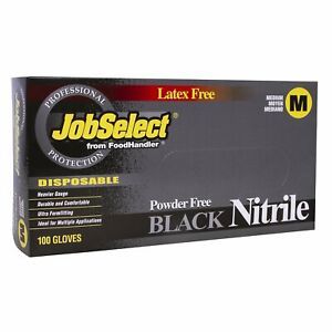 JOB SELECT BLACK NITRILE GLOVES  M 103-214-BLK