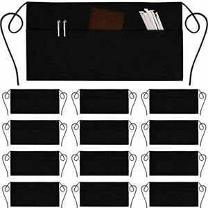 12 Pack Server Aprons with 3 Pockets Waist Apron Waiter Waitress Apron Wate
