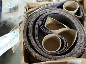 QTY: (24) 3M 3&#034; X 168&#034; P36 Filmlok 241D Resin Bond Cloth Sanding Abrasive Belts