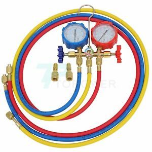 Manifold Gauge Set 3 Way Sturdy Brass Body HVAC Diagnostic Freon Charging R-134