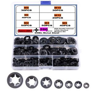 SpzcdZa 260pcs 7 size Internal Tooth Starlock Washers Locking Washer Assortment