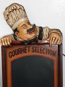 VHTF Vintage Chef’s Gourmet Selection Menu Board Wooden Chalkboard 30” x 12.25”