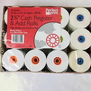 12-2 1/4&#034; Cash Register &amp; Add Rolls 130 ft. Perfect Print High Quality Case