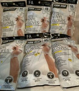 LOT OF6 FIRM GRIP Pro Paint Disposable Vinyl Gloves ( 12 gloves each ) Sealed