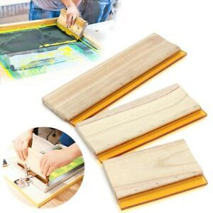 16-24-33cm Set Flat Rubber Screen Printing Squeegees  Wood Handle Ink Scrapers