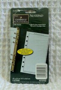 Mead NOTEPAD REFILL 6.75 x 3.75 6 Ring 30 SHEETS Cambridge Day Item 47026 SEALED