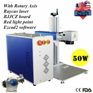 US Raycus Split Fiber Laser Marking Machine 50W Laser Engraver with Rotary Axis