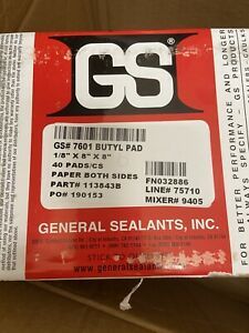GS 7601 Butyl Pad - 1/8&#034; x 8&#034; x 8&#034; - sealed box 40 pcs