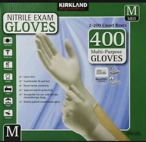 Kirkland Signature Disposable Nitrile Exam Gloves 2 X 200 Medium Size 400 Count