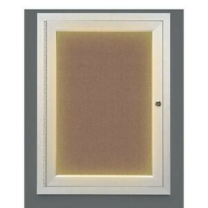 UNITED VISUAL PRODUCTS UV314ILED-SATIN-PUMICE Corkboard,Lght,Fbrc,1