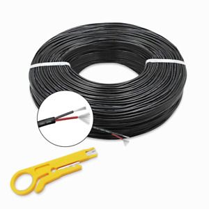 20 AWG Electrical Wire 66FT Hookup Cable Black Jacketed 2 Conductor Wire 3.8mm 1