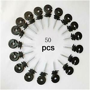 50Pcs Electric Fence Insulator Screw-in Insulator Fence Ring Post Wood Post I...