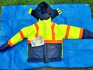 KENT Hi-Vis Deluxe Flotation Jacket w/Artic Shield Hood, Class 3 PDF, LG, NEW