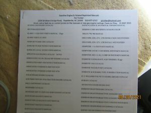 Gas Engine  Instruction  Manual list