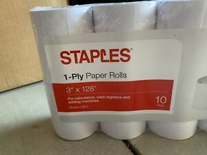 Staples 1-Ply Paper Rolls 3&#034; x 128&#039; Receipt 1 Ply 9 pack