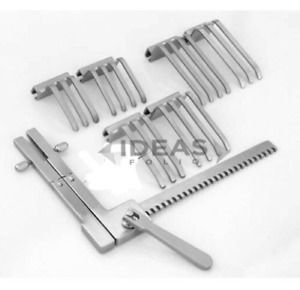 french model surgical laminectomy retractor set with hinged arms &amp; six blade