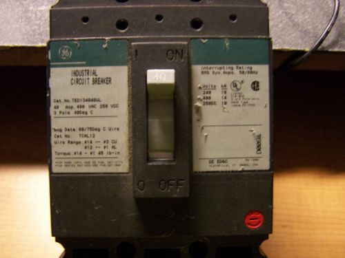 New ge general electric ted134040wl circuit breaker 3 pole 40 amp 240/480y vac for sale