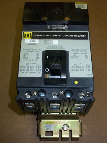Square D FAB 3 pole 100 amp 600v FAB36100 Circuit Breaker Gray Label