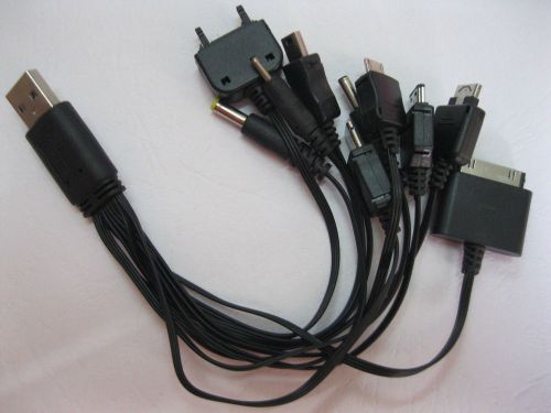 12 set usb male to 10 dc plug charger adapter cable for mobile use black kit for sale
