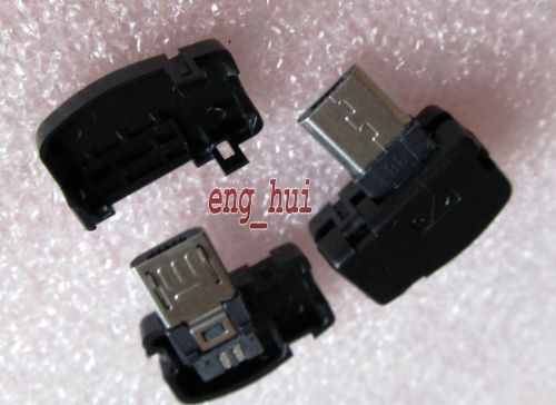 90° Right Angle Micro USB Male 5 Pin Plug Socket  with + Plastic Cover 5 pcs New