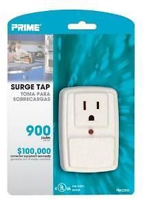 Prime pb802105 1 outlet 900 joule surge tap, end of service alarm, white for sale