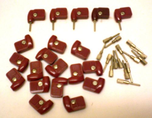Lot of 20,  90 degree pin plugs, all red, h.h. smith, made in usa for sale