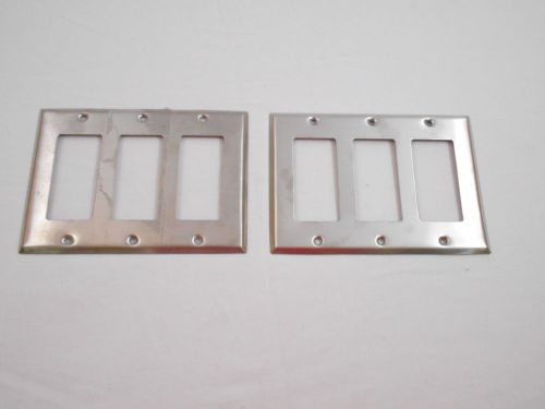 Lot of 2 2-Gang Decora Plus Device Cover Wallplates Stainless Steel 6.25 x 4.5in
