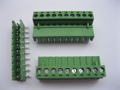 100 x Angle 10pin/way 5.08mm Screw Terminal Block Connector Green Pluggbale Type