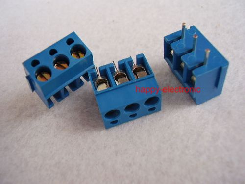 10PCS  Blue 5.0mm 3 Pin Screw Terminal Block Connector