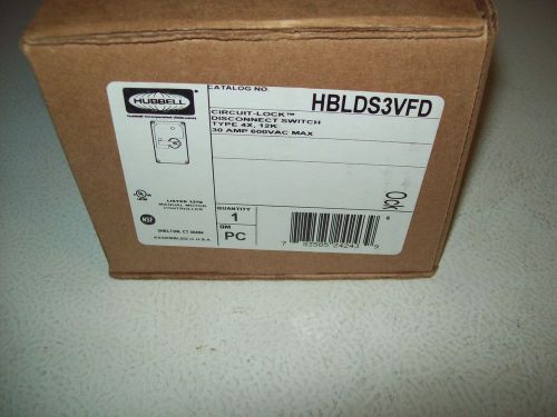 New hubbell hblds3vfd circuit-lock 30a amp 600v-ac 3p disconnect switch for sale