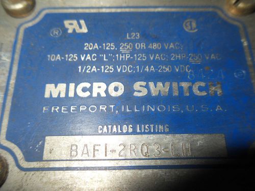 (Y6-5) 1 USED HONEYWELL MICRO SWITCH BAF1-2RQ3-LH LIMIT SWITCH