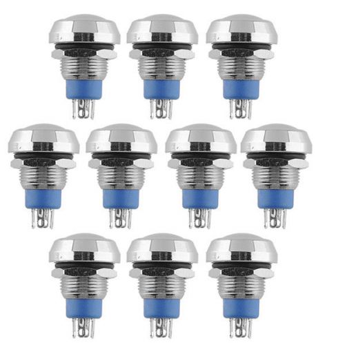 New 10pcs 2A/36V DC ON OFF Momentary Metal Push Button 12mm Resetable 1NO