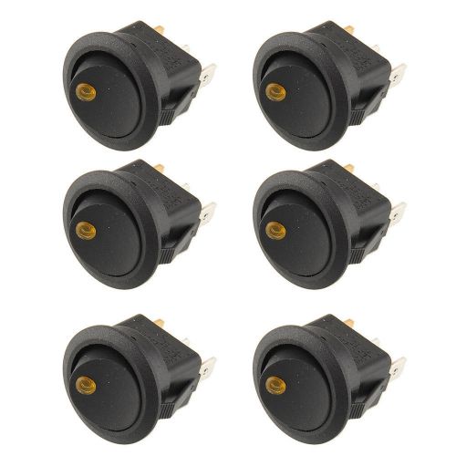 6pcs yellow led lighted dot round rocker switch 3pin 19mm toggle boat vehicle for sale