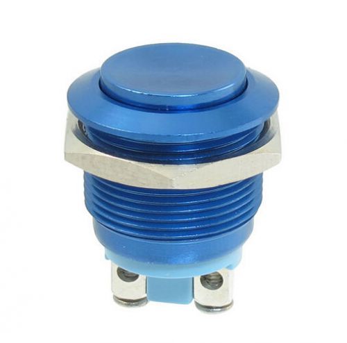 19mm Mounted Thread Momentary SPST Blue Stainless Steel Round Push Button Switch
