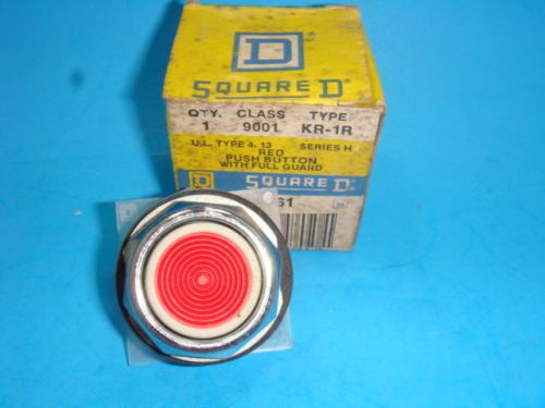 NEW, SQUARE D 9001 KR-1R,  RED PUSH BUTTON W FULL GAURD, SERIES H, NEW IN BOX
