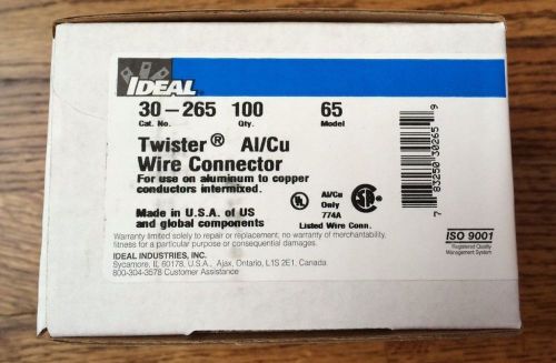 Ideal twister®  al/cu wire connector pkg of 103 purple wire nuts 30-265 for sale