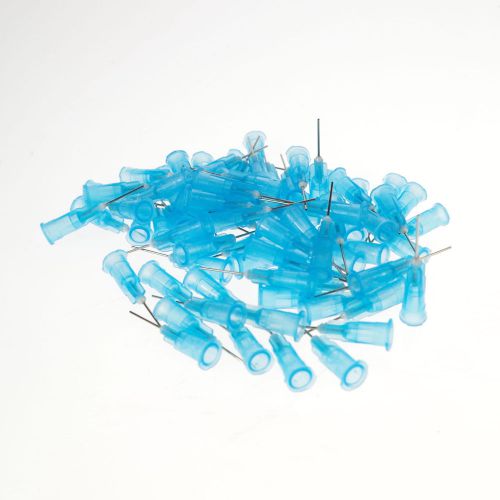 100 x Plastic Dispenser Needle Blue 0.64 mm(OD) 0.41 mm(ID)