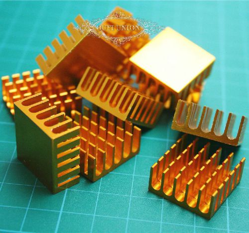 100pcs heatsink chip 22*22*10mm aluminum for led ic power transistor golden for sale