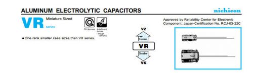 100pcs Nichicon VR 16V 1000UF electrolytic capacitor for audio equipment 10X15mm