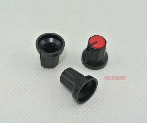 20pcs KNOB Pointer,Plastic Black-RED,for 6mm shaft Pot