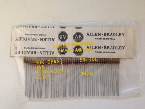 *NEW* 50 Allen Bradley Carbon Comp Resistors 30K ohms 1/4 watt 5% Tol
