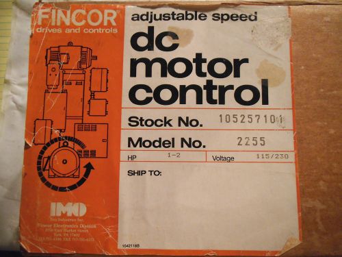 Fincor dc motor control model 2255 stock# 105257101 hp 1-2 , volts 115-230 - new for sale